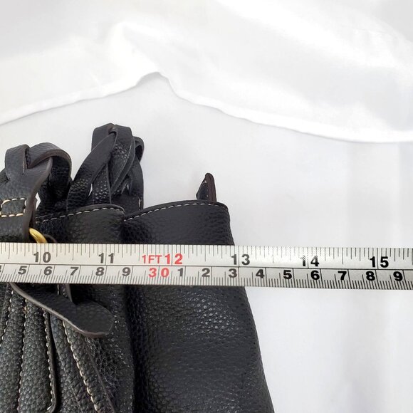 St. Johns Bay Black Faux Leather Tote Bag With Braided Handles & Tassel Accent - Picture 10 of 13